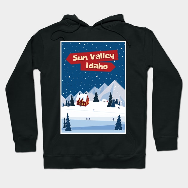 Sun Valley, Idaho,Ski Poster Hoodie by BokeeLee